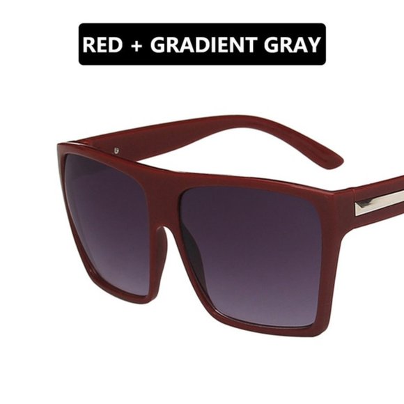 Retro Square Red Sunglasses - Picture 2 of 10